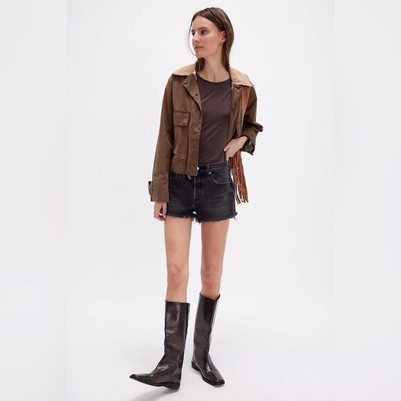 Levi's Black 501 Denim Jean Shorts Step on It From Free People Size 26 - Picture 2 of 10